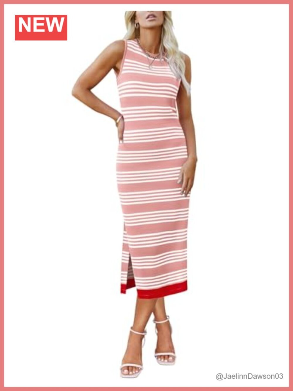 Zeagoo Women's Bodycon Midi Dress Sleeveless Knit Side Slit Casual Summer